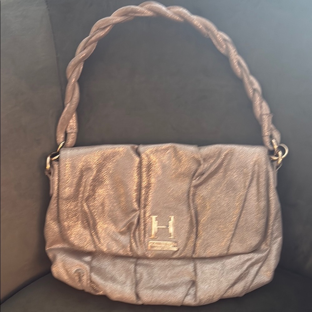 Halston Heritage Gold Purse and Gold-Toned Hardware & Beautiful Braided Handle